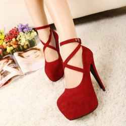 Cross strap high heel pump