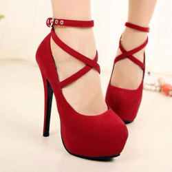 Cross strap high heel pump