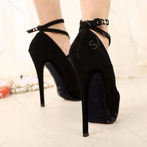 Cross strap high heel pump