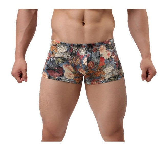 High Quality 2017 Fashion Men's Underwear Low-Waist Sexy Sleepwear Printing Boxer Size M~XXL Soft Wear