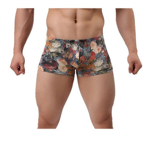 High Quality 2017 Fashion Men's Underwear Low-Waist Sexy Sleepwear Printing Boxer Size M~XXL Soft Wear