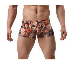 High Quality 2017 Fashion Men's Underwear Low-Waist Sexy Sleepwear Printing Boxer Size M~XXL Soft Wear