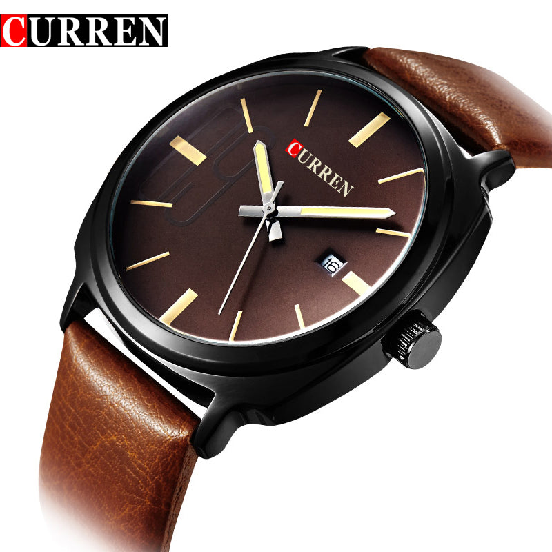 Curren Top Luxury Brand Quartz Watch Man bLACK Casual Dress Auto date Genuine Leather Strap Wrist watch 2017 New 8212