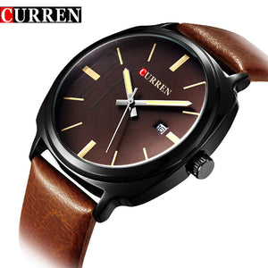 Curren Top Luxury Brand Quartz Watch Man bLACK Casual Dress Auto date Genuine Leather Strap Wrist watch 2017 New 8212