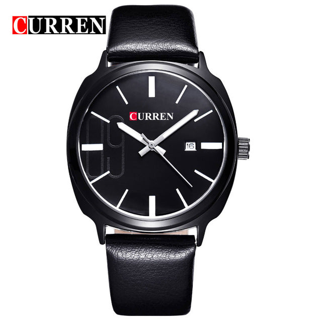Curren Top Luxury Brand Quartz Watch Man bLACK Casual Dress Auto date Genuine Leather Strap Wrist watch 2017 New 8212