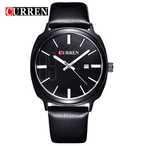 Curren Top Luxury Brand Quartz Watch Man bLACK Casual Dress Auto date Genuine Leather Strap Wrist watch 2017 New 8212