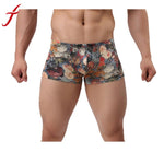 High Quality 2017 Fashion Men's Underwear Low-Waist Sexy Sleepwear Printing Boxer Size M~XXL Soft Wear