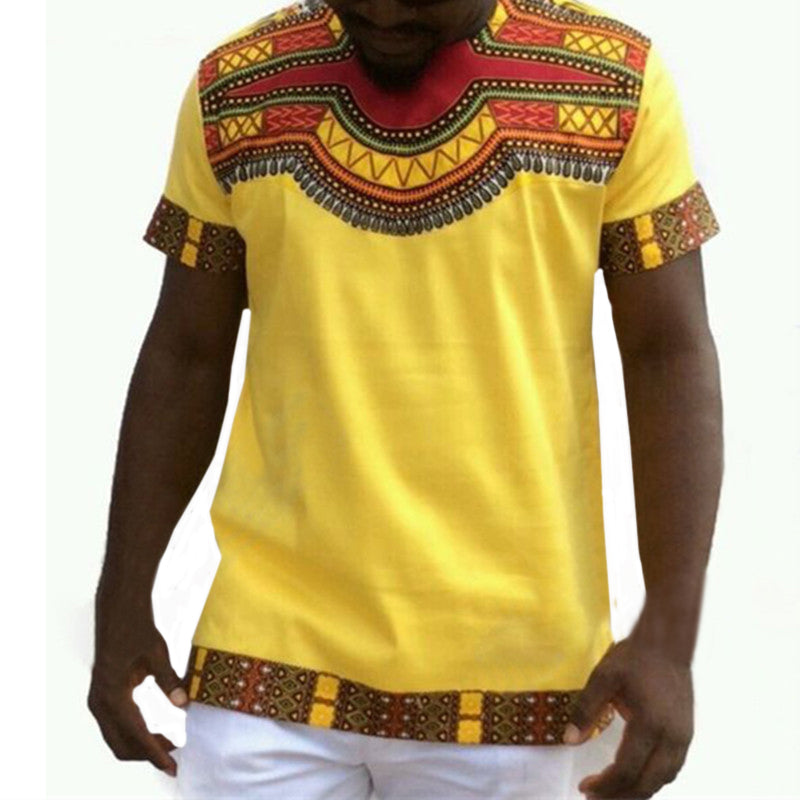 2018 Summer Tops Men African Clothes Slim Male Dashiki Vintage T shirts African Print T-shirt Ethnic Traditional Hiphop Clothing