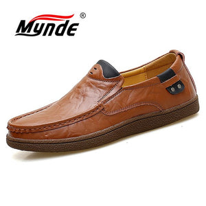 Mynde 2018 New Fashion Moccasins Men Loafers High Quality Men sheos Genuine Leather Casual Shoes Brand Men Flats Big size38-46