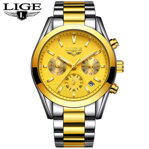 2018 New LIGE Mens Watches Top Brand Luxury Full Steel Business Quartz Watch Men Military Sport Waterproof Clock Relojes Hombre