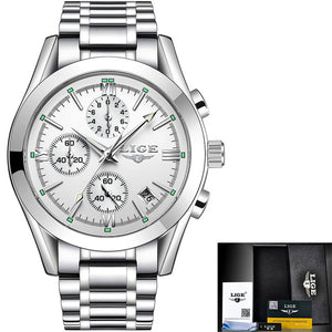 Relogio Masculion LIGE Men Top Luxury Brand Military Sport Watch Men's Quartz Clock Male Full Steel Casual Business Gold Watch